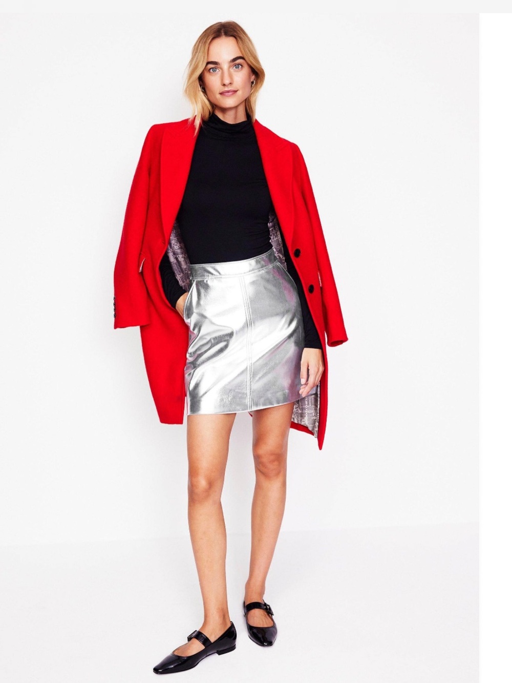 Boden Silver Metallic Mini Skirt